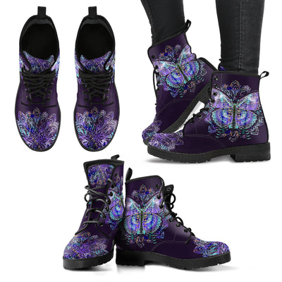 Purple Butterfly Mandala Decor Womens Boots