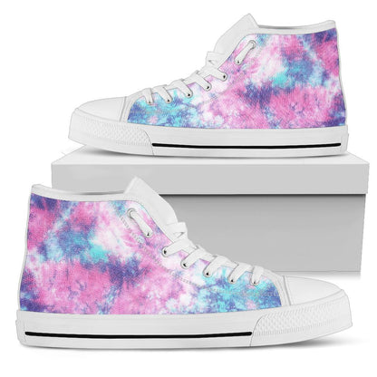 Pink Cotton Candy Tie Dye Print High Top Shoes