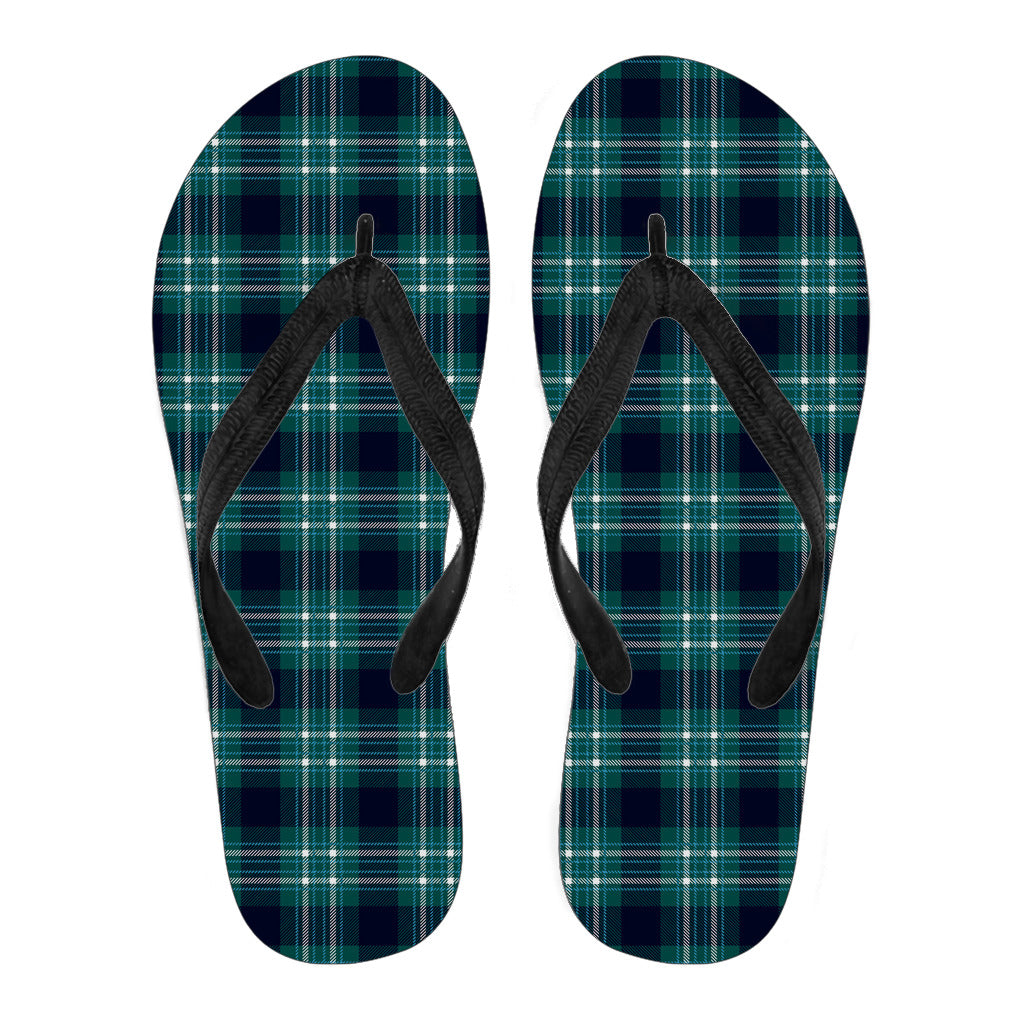 Green Plaid Flip Flops