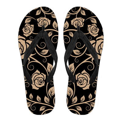 Tan Floral Decor Flip Flops