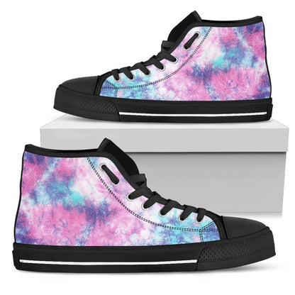 Pink Cotton Candy Tie Dye Print High Top Shoes