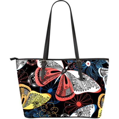 Colorful Butterflies Decor Leather Tote Bag