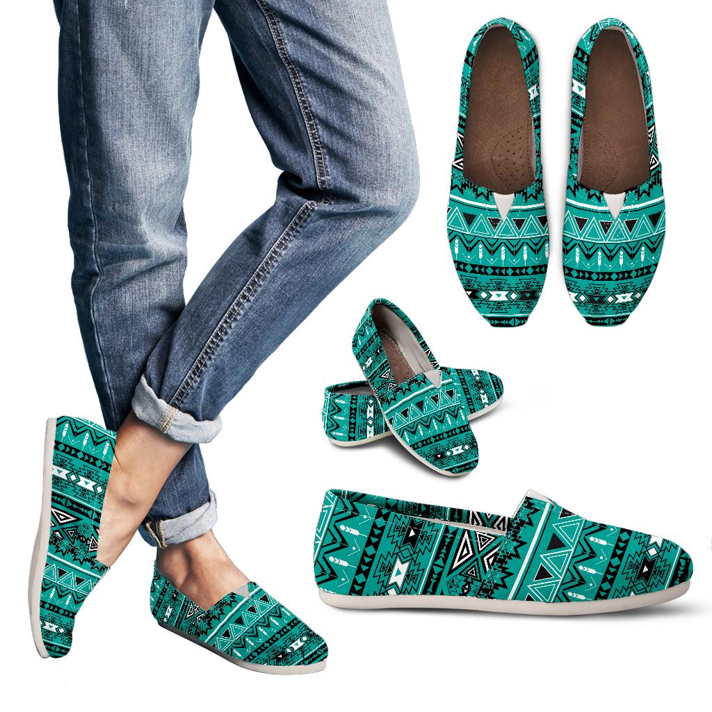 Teal Green Boho Aztec Casual Shoes
