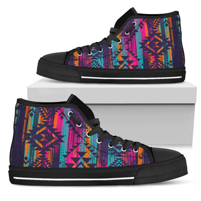 Boho Aztec Colorful Streaks High Top Shoes