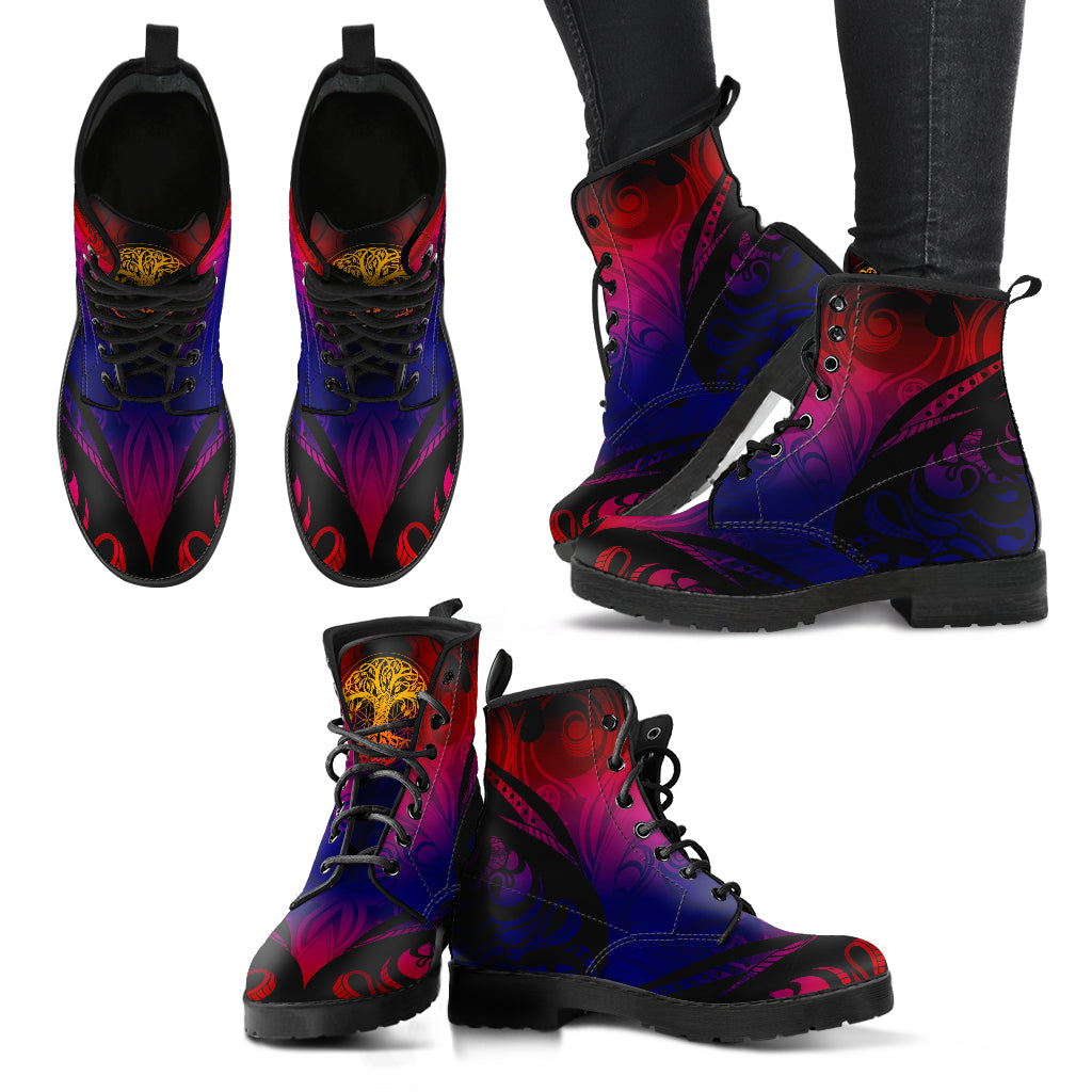 Red & Purple Abstract Tree Of Life Womens Boots