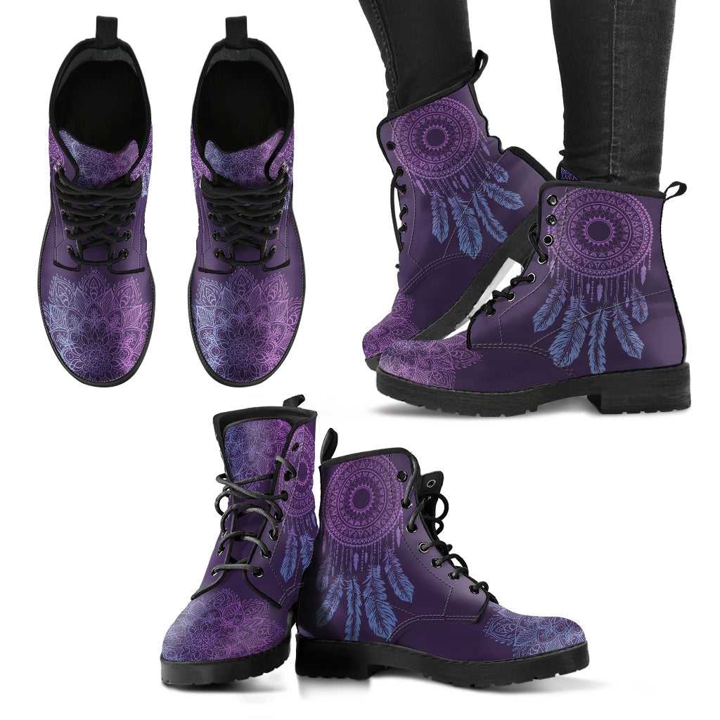Purple Dream Catcher Mandala Womens Boots