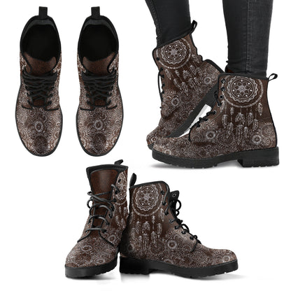 Brown Boho Dream Catcher Mandalas Womens Boots