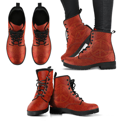 Peace Sign Henna Womens Boots