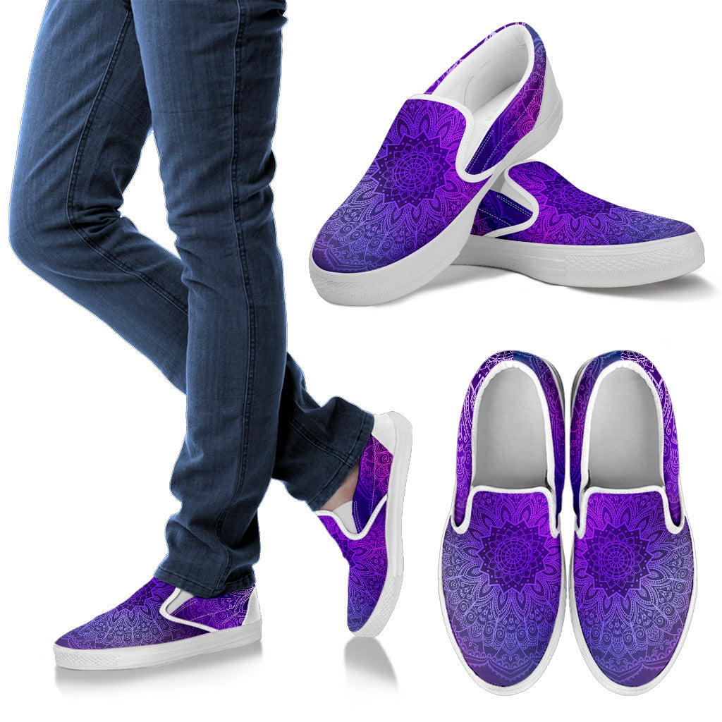 Colorful Purple Mandalas Slip On Shoes