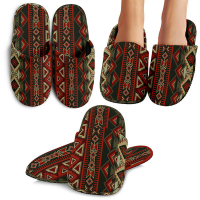 Red & Brown Boho Aztec Slippers