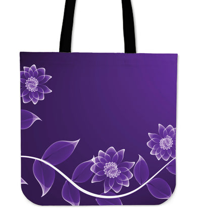 Purple Floral Canvas Tote Bag