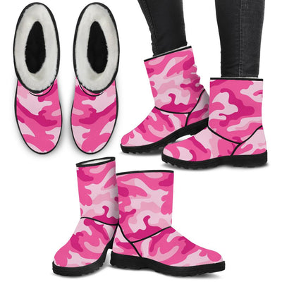 Pink Camouflage Faux Fur Boots
