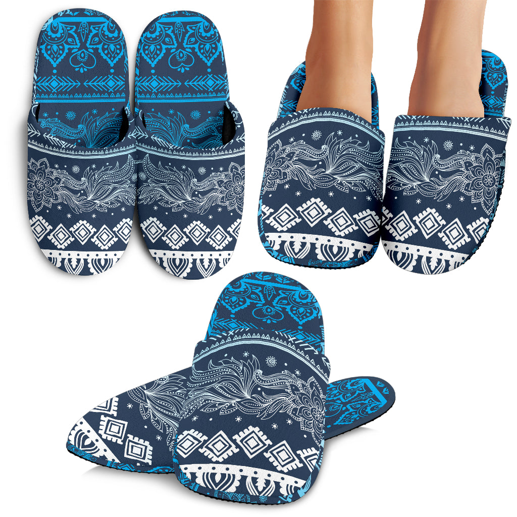 Blue Boho Slippers
