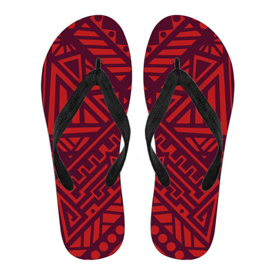 Red Tribal Polynesian Flip Flops