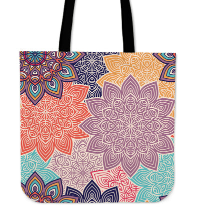 Colorful Floral Mandalas Canvas Tote Bag
