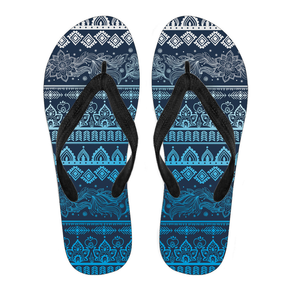 Blue Boho Flip Flops