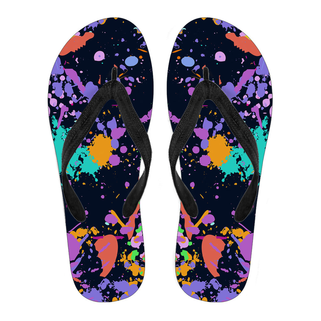 Colorful Paint Drip Abstract Art Flip Flops