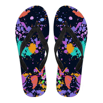 Colorful Paint Drip Abstract Art Flip Flops