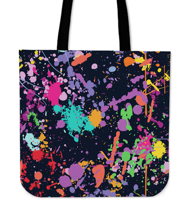 Colorful Paint Drip Abstract Art Canvas Tote Bag
