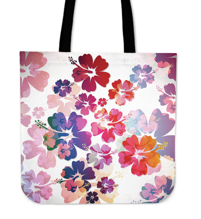Colorful Aloha Flowers Canvas Tote Bag