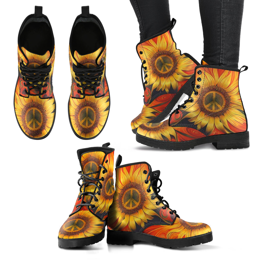 Peace Sign Sunflower Womens Boots