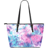 Blue & Pink Cotton Candy Leather Tote Bag