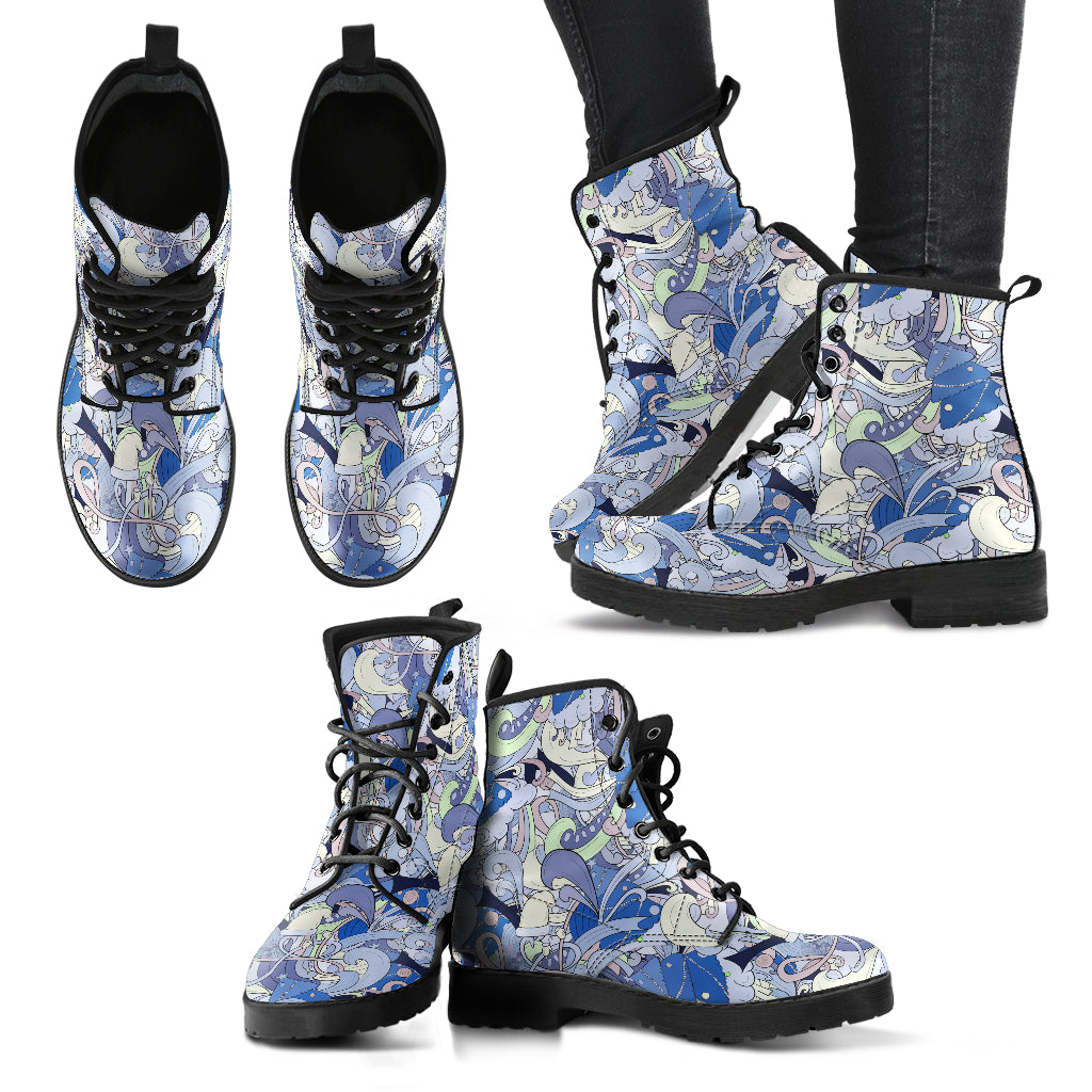 Blue Funky Abstract Womens Boots