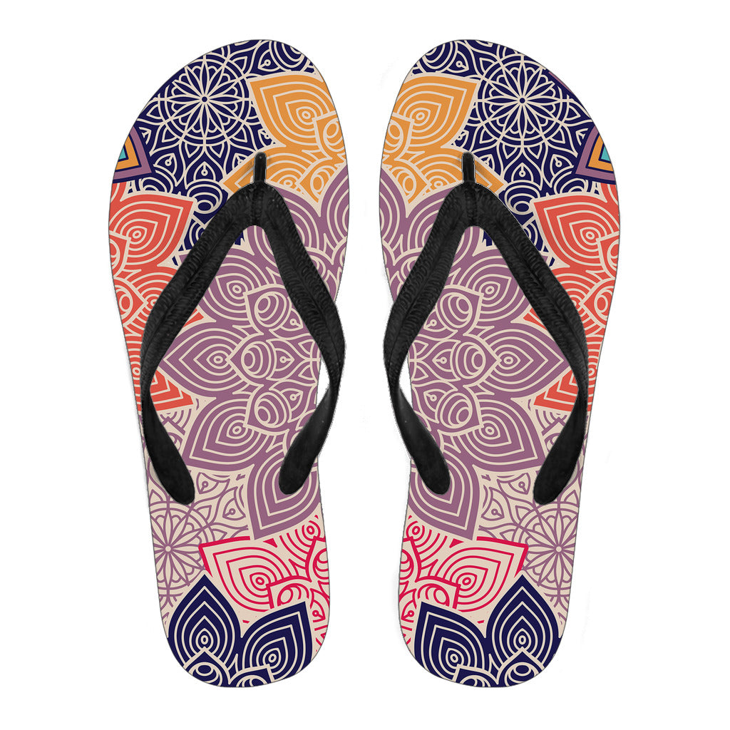 Colorful Floral Mandalas Flip Flops