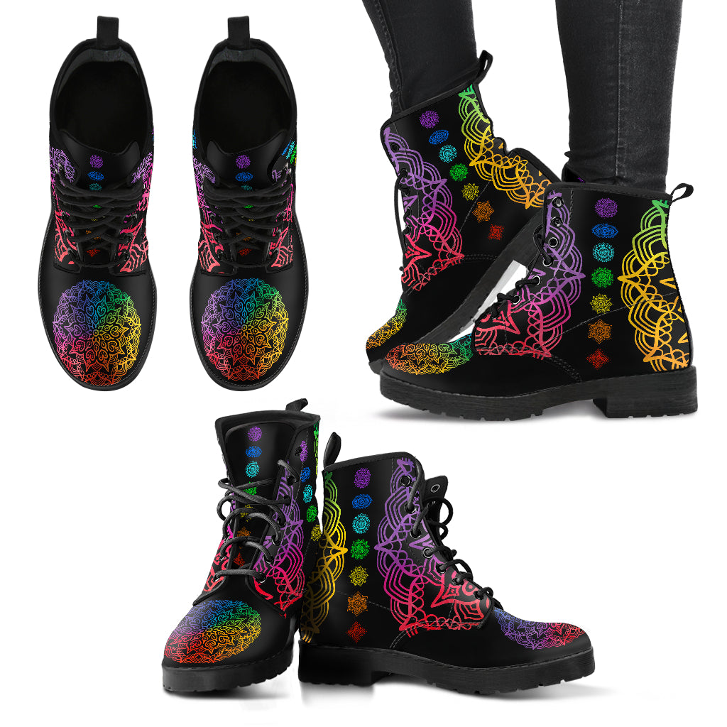 Colorful Mandalas Chakras Lotus Womens Boots