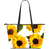 Sunflowers Leather Tote Bag