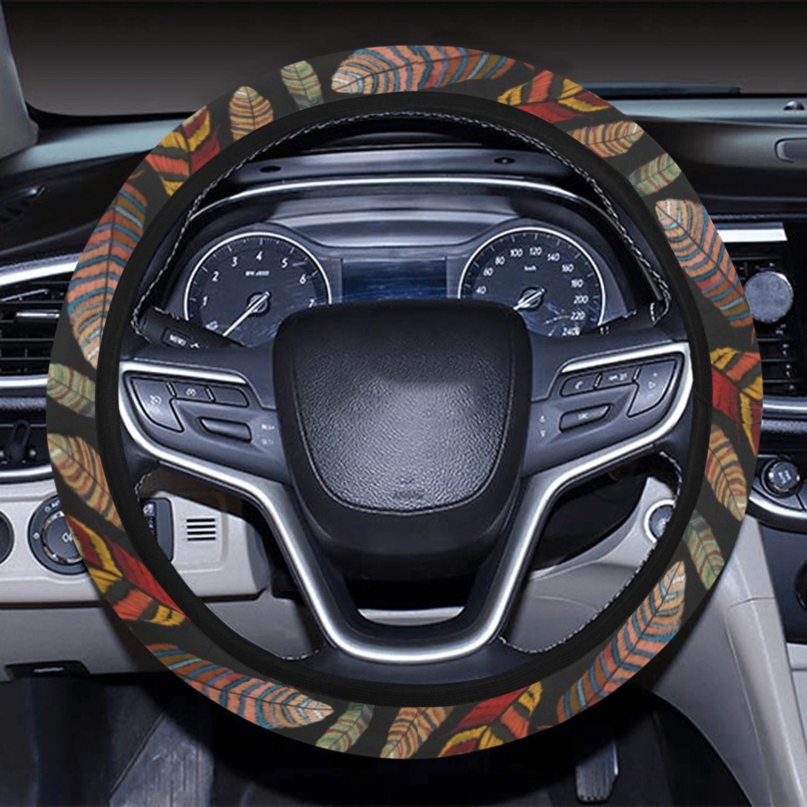 Colorful Feathers Steering Wheel Cover