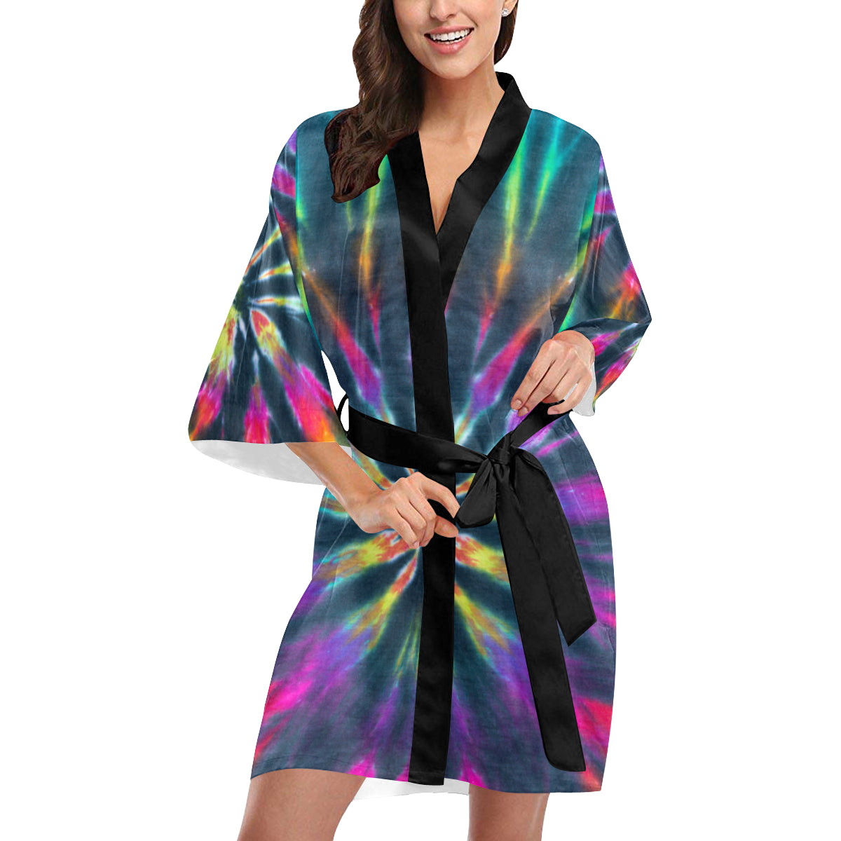 Colorful Neon Tie Dye Kimono Robe