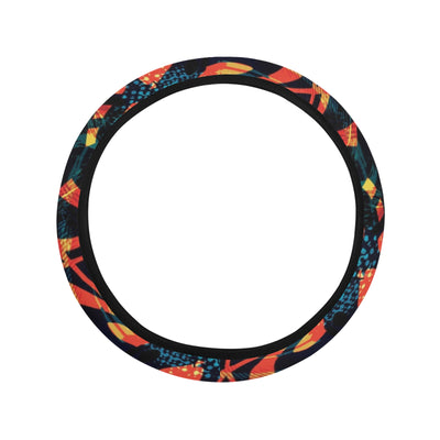 Orange Yellow Abstract Steering Wheel Cover