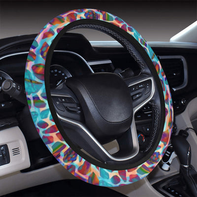 Colorful Leopard Print Steering Wheel Cover