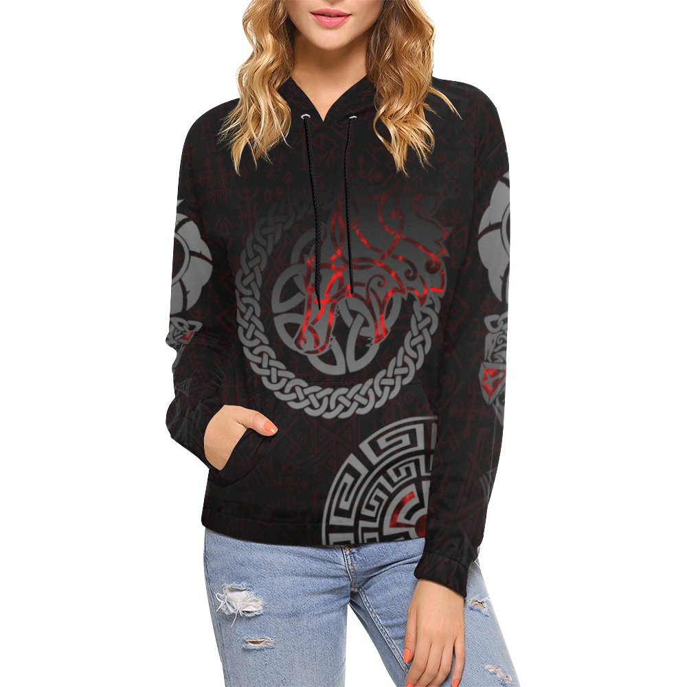 Red Tribal Black Hoodie