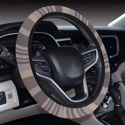 Beige Plaid Steering Wheel Cover