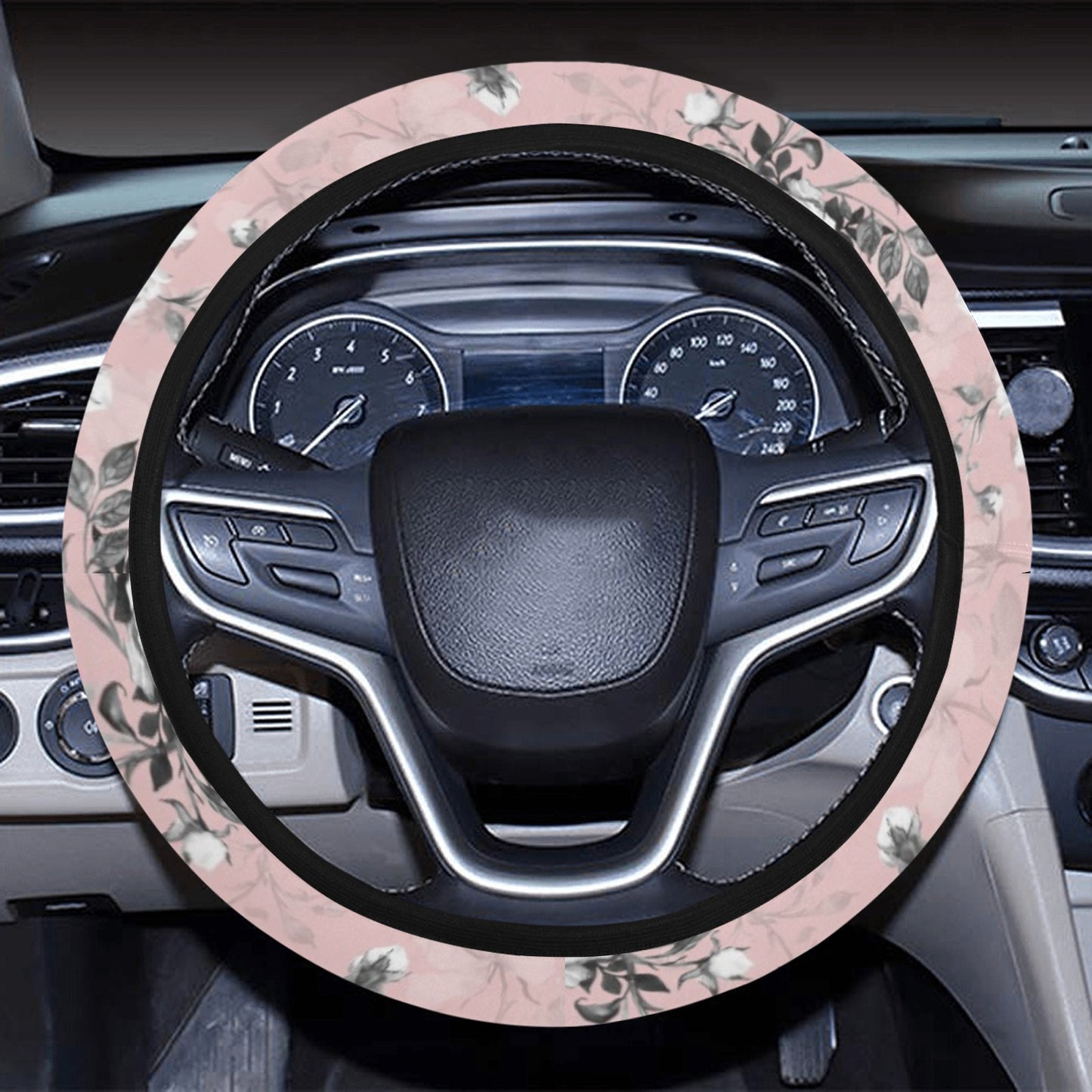 Pink Floral Steering Wheel Cover