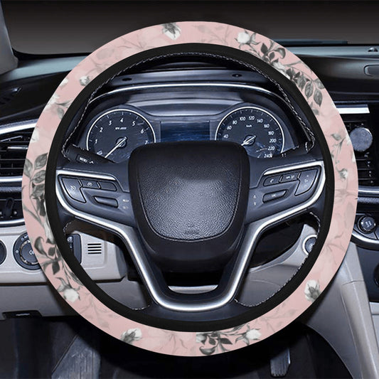 Pink Floral Steering Wheel Cover