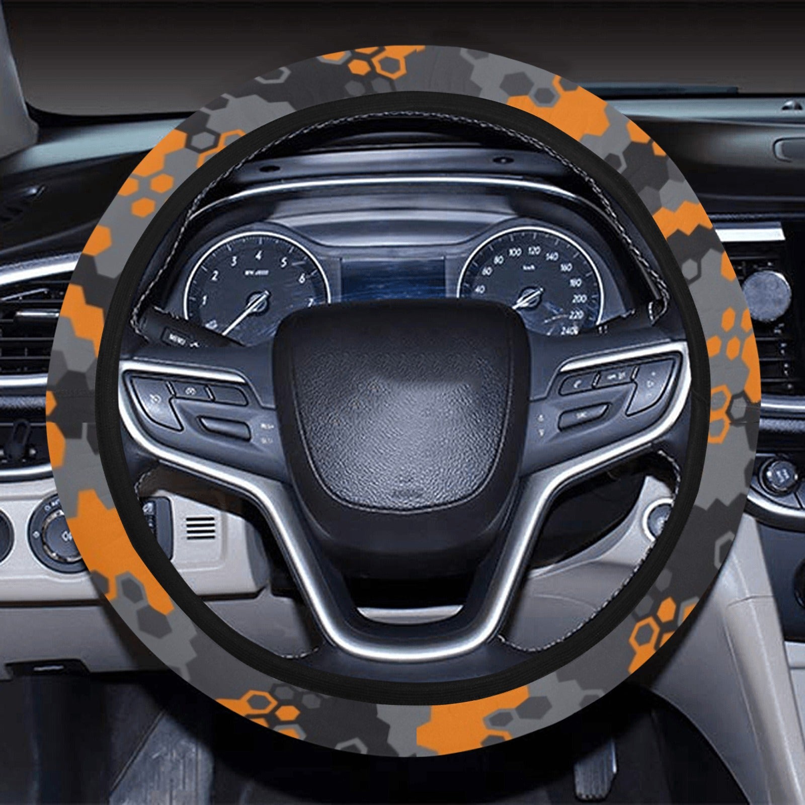 Orange Abstract Camouflage Steering Wheel Cover