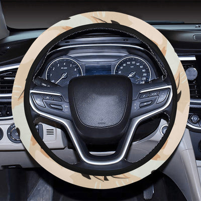 Beige Leaves Steering Wheel Cover