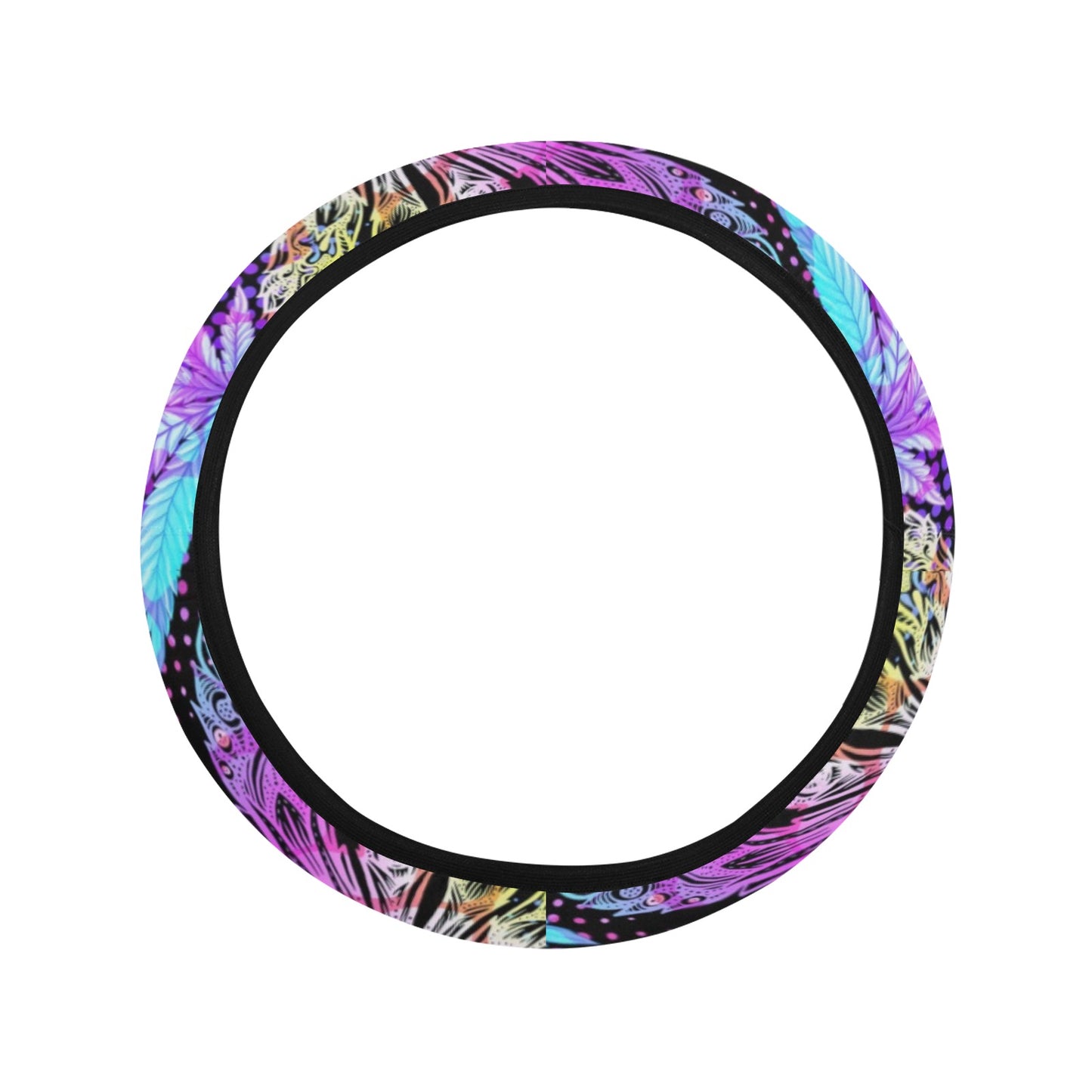 Colorful Weed Plant Steering Wheel Cover