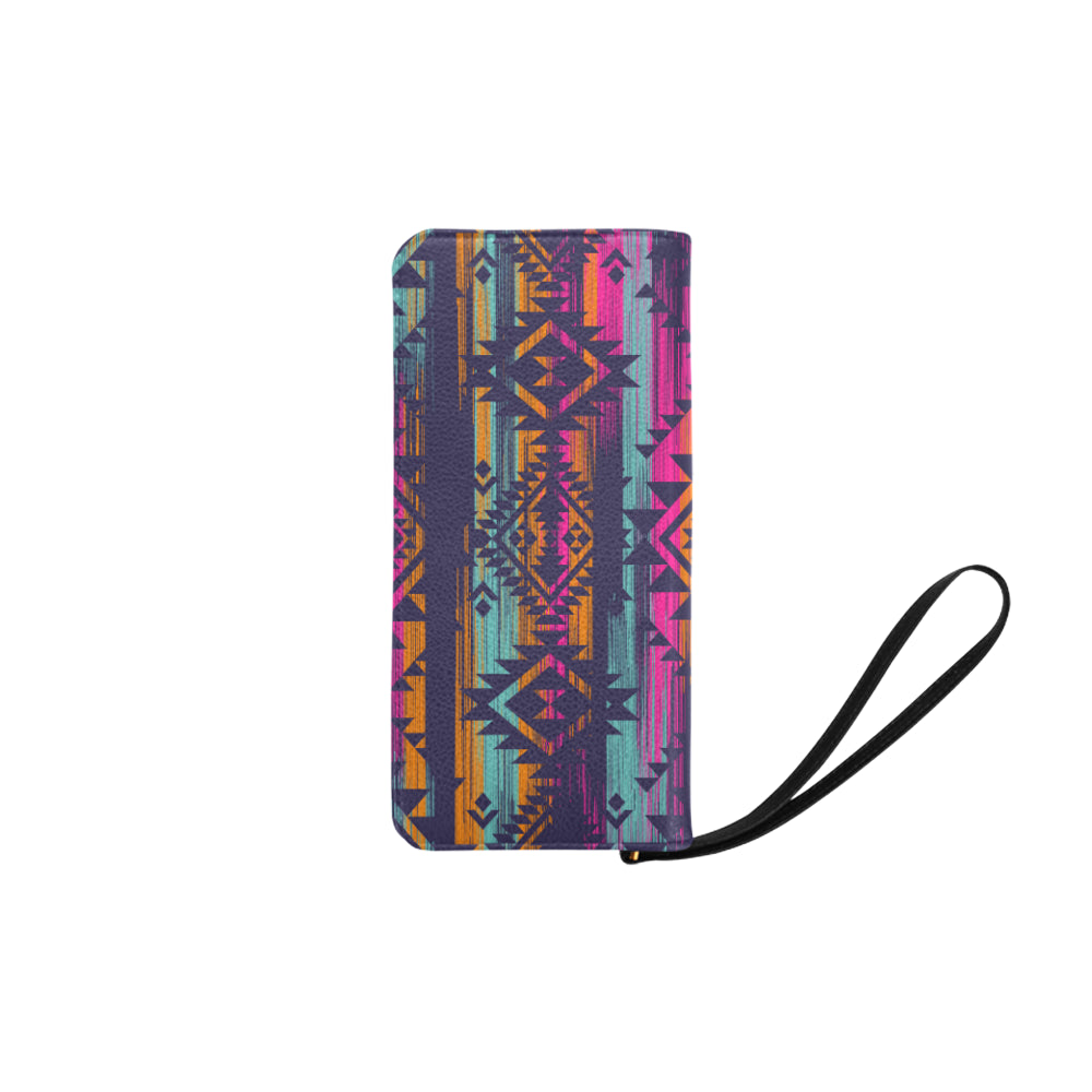 Colorful Boho Aztec Streaks Clutch Purse
