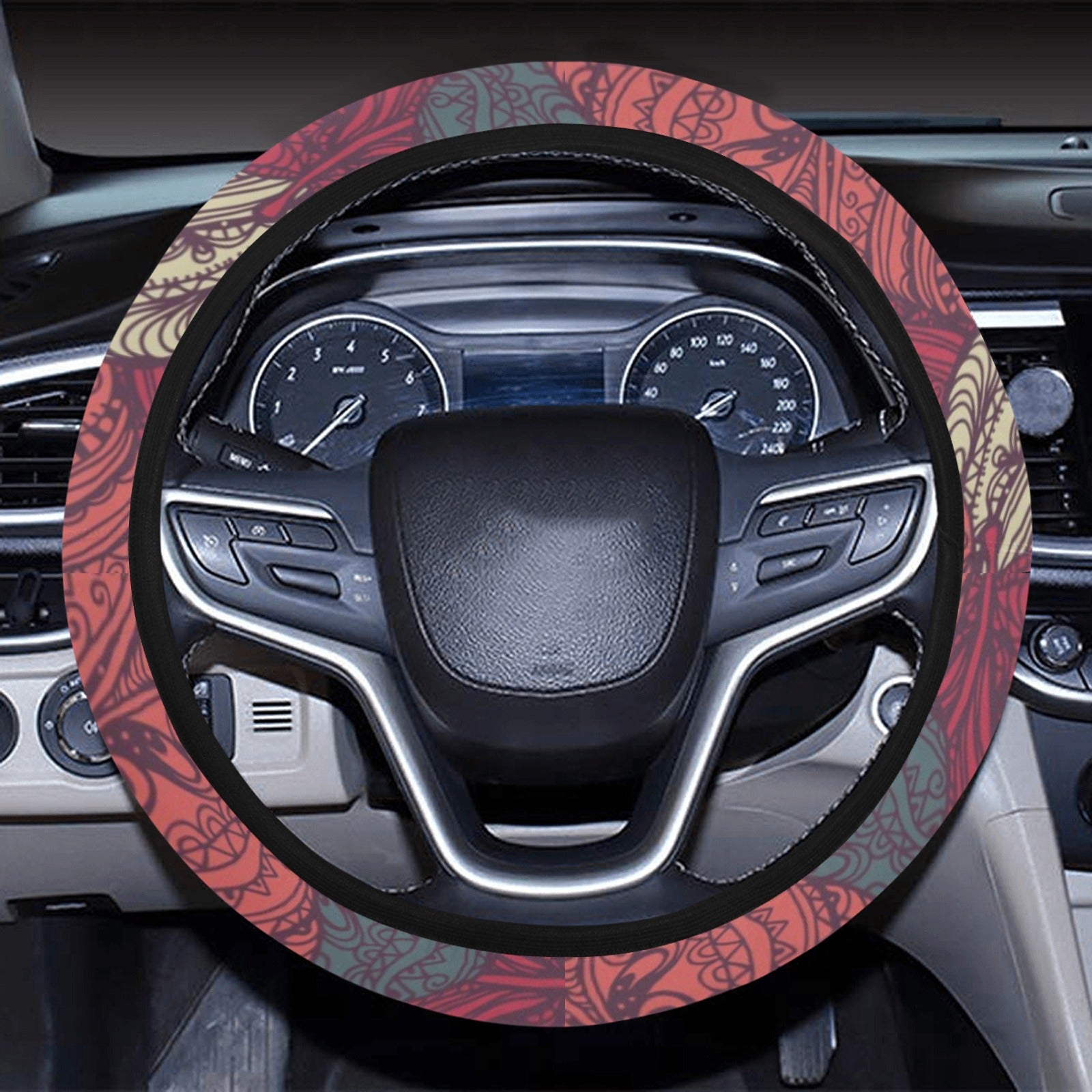 Tribal Leaves Steering Wheel Cover