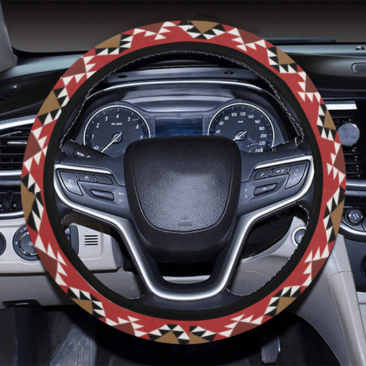 Red Ethnic Stripes Steering Wheel Cover