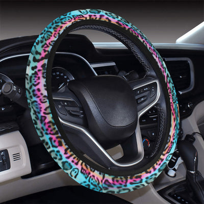 Colorful Leopard Print Steering Wheel Cover