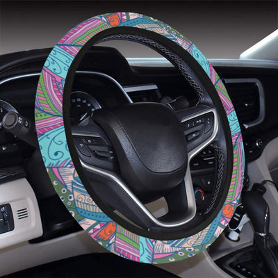 Colorful Feathers Steering Wheel Cover