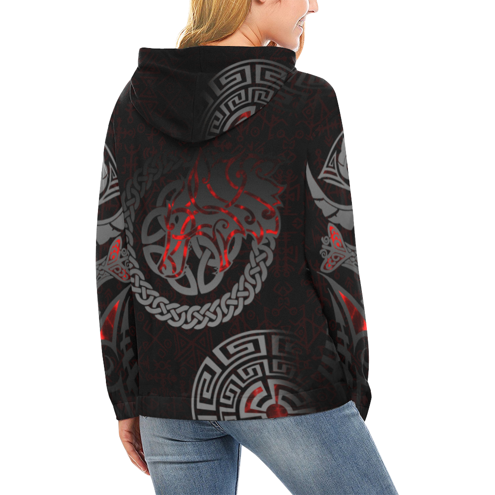 Red Tribal Black Hoodie
