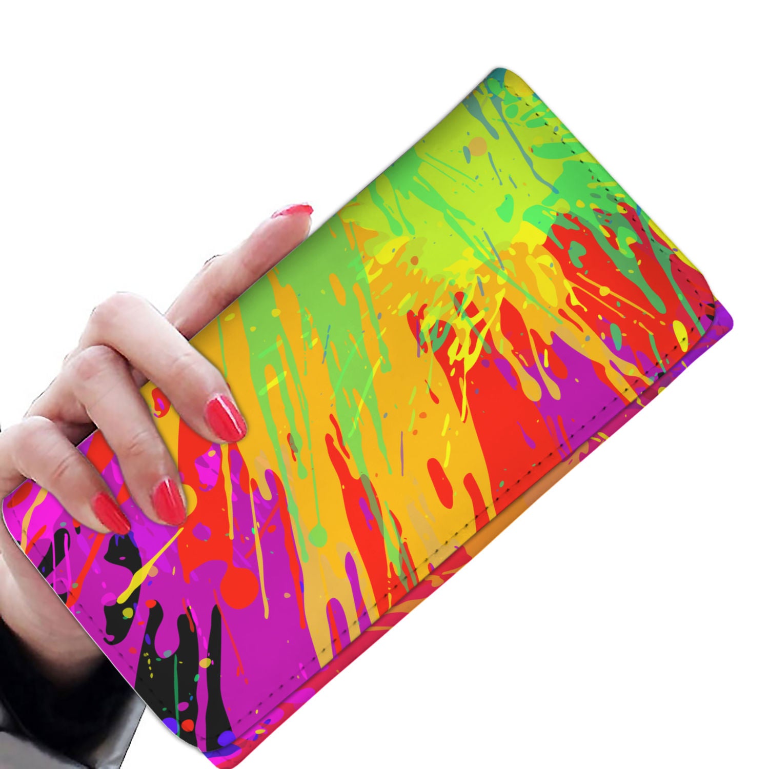 Colorful Paint Splatter Abstract Art Womens Wallet