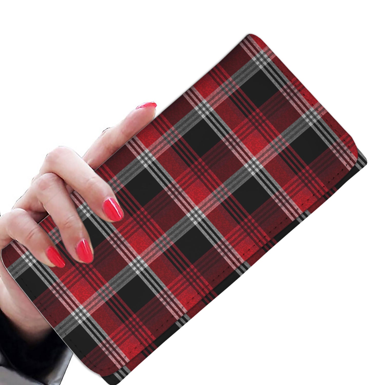 Red Plaid Womens Wallet