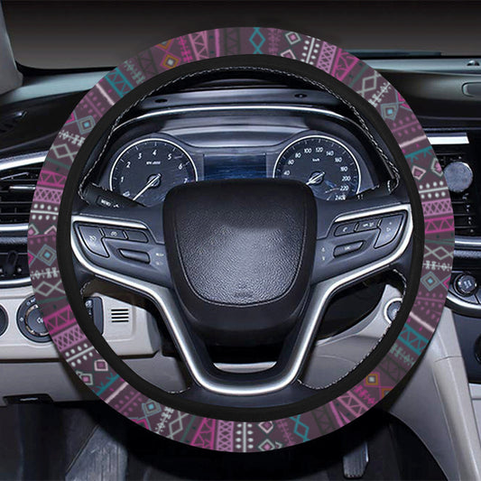 Purple Boho Chic Bohemian Stripes Steering Wheel Cover